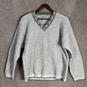 Vintage Woolrich Sweater Womens Large Wool Pullover V Neck Hong Kong 90s